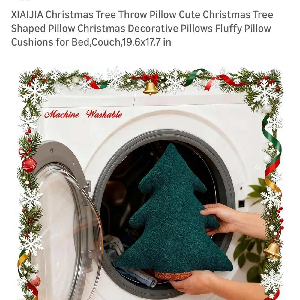 Green Christmas Tree Pillow 17.7”